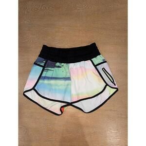 Lululemon Speed Short Size 4 2014 Seawheeze 🦄🌈 Sky To Seawheeze STSW/BLK 52697